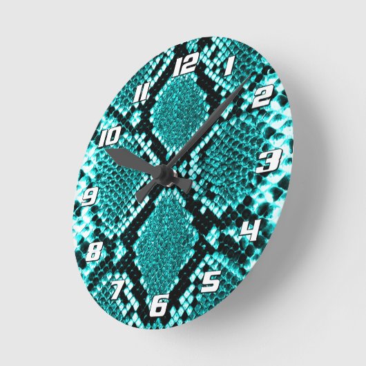 Diamond Rattlesnake Snake Skin aqua mit Zahlen Runde Wanduhr (Winkel)