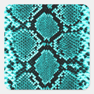 Diamond Rattlesnake Snake Skin aqua Quadratischer Aufkleber