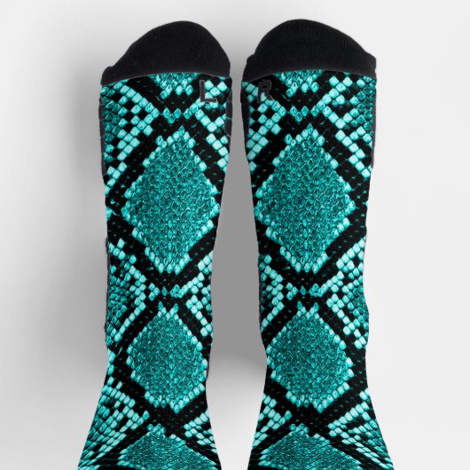 Diamond Rattlesnake Snake Skin aqua Socken (Oben)