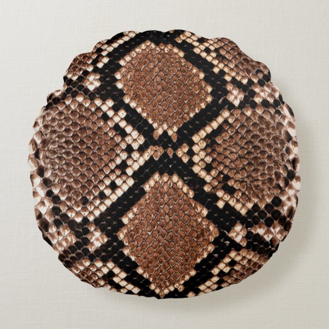 Diamond Rattlesnake Snake Skin Rundes Kissen (Vorderseite)