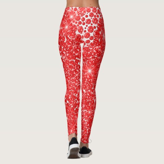 Diamond Red White Gemis Funkelnd Sequin Diamond Leggings (Rückseite)