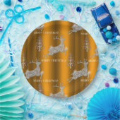 Diamond Reindeer and Shiny Gold Christmas Pappteller (Party)