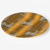 Diamond Reindeer and Shiny Gold Christmas Pappteller (Schrägansicht)