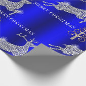 Diamond Reindeer über Blue Christmas Geschenkpapier (Ecke)