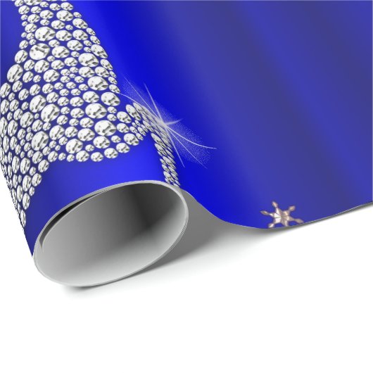 Diamond Reindeer über Blue Christmas Geschenkpapier (Rolleneckpunkt)