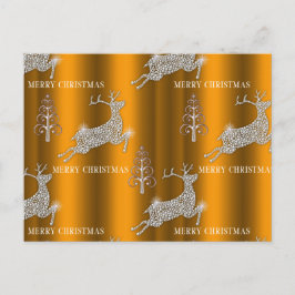 Diamond Rentier und Silver Trees Weihnachten Gold Postkarte