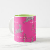 Diamond Rentier und Silver Trees Weihnachten Zweifarbige Tasse (Vorderseite Links)