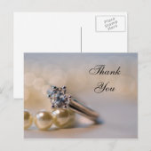 Diamond Ring and Pearls Wedding Vielen Dank Postkarte (Vorne/Hinten)