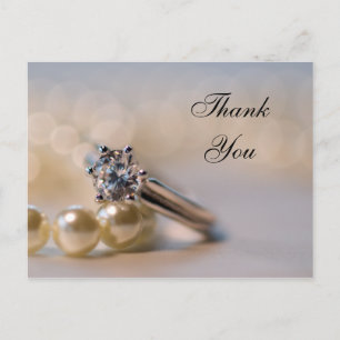 Diamond Ring and Pearls Wedding Vielen Dank Postkarte
