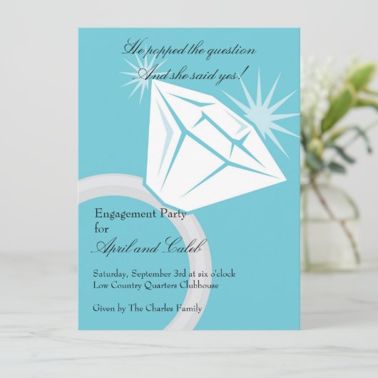 Diamond RIng Bling Einladung (Stehend Vorderseite)