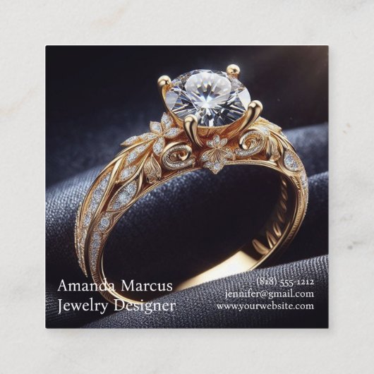 Diamond Ring Jewelier Designer Jeweler Quadratische Visitenkarte (Rückseite)