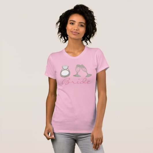 Diamond Ring Pink Champagne Wedding BRIDE T-Shirt (Vorne ganz)
