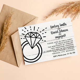 Diamond Ring Rustic Wedding Party Einladung