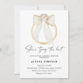 Diamond Ring She's tying the knot Bridal Shower Einladung (Vorderseite)