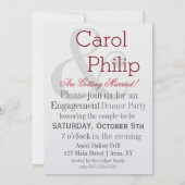 Diamond Ring Sie sagte Yes Silver & Burgund Party Einladung (Rückseite)