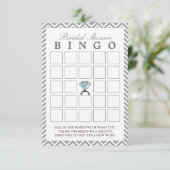 Diamond Ring Silver Zigzag Bridal Bingo Cards (Stehend Vorderseite)