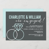 Diamond Rings Engagement Party Slate Einladung (Vorne/Hinten)