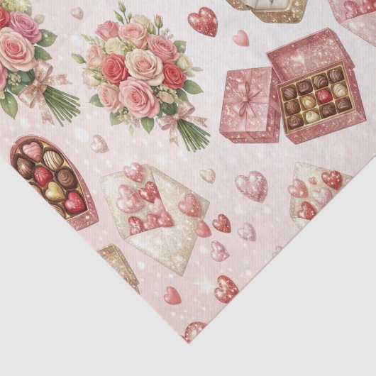 Diamond Rings, Roses & Luxury Gift Boxes Pattern Seidenpapier (Ausschnitt)