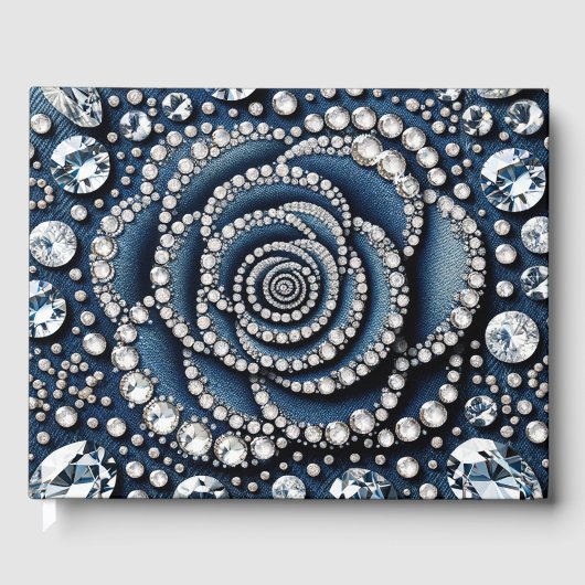 Diamond Rose & Denim Glam Bling Gästebuch (Vorderseite)