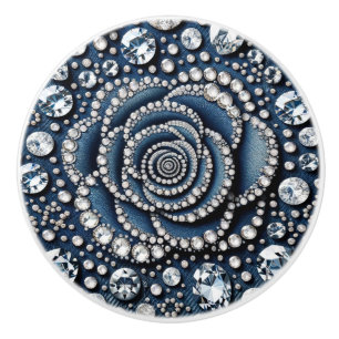 Diamond Rose & Denim Glam Bling Keramikknauf