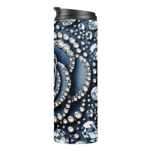 Diamond Rose & Denim Glam Bling Thermosbecher (Nach rechts gedreht)