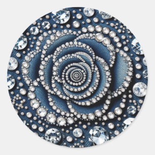 Diamond Rose & Denim Glam Sweet 16 Geburtstagspart Runder Aufkleber