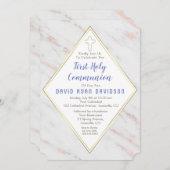 Diamond Rose Gold Marmor Erste heilige Kommune Einladung (Vorne/Hinten)