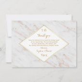 Diamond Rose Gold Marmor Wedding DANK Dankeskarte (Rückseite)