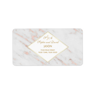 Diamond Rose Goldmarmor Hochzeit Adressaufkleber