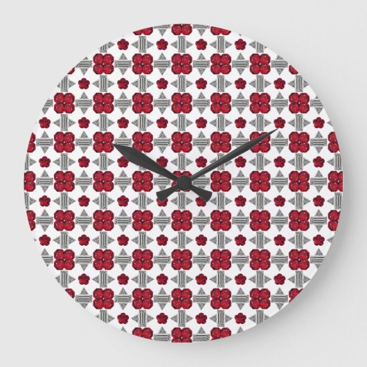 Diamond Ruby Gemstone Art, Red Große Wanduhr (Vorderseite)