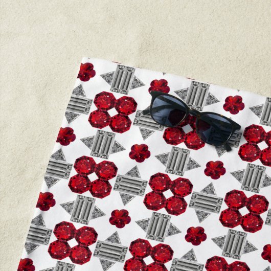 Diamond Ruby Gemstone Art, Red Strandtuch (Beispiel)