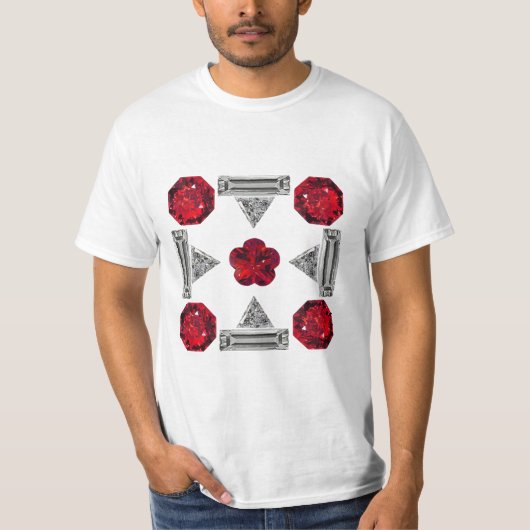 Diamond Ruby Gemstone Art, Red T-Shirt (Vorderseite)