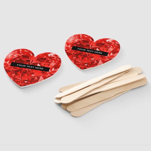 Diamond Ruby Heart Personalized Text Luxury Chic Fächer (Non-assembled)