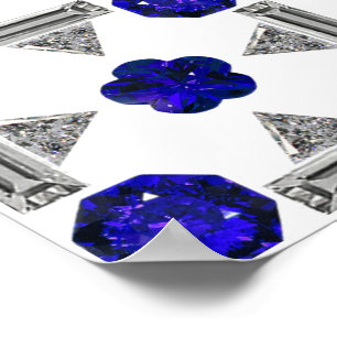 Diamond Sapphire Gemstone Art, blau Poster