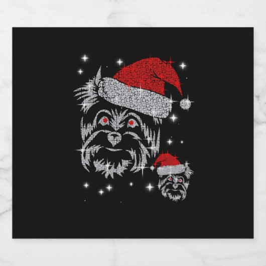 Diamond Schnauzer Dog Christmas Schaumweinetikett (Einzelnes Label)