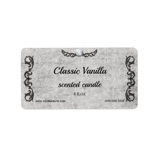 Diamond Scroll Classic Luxury Scentle Candle Label Adressaufkleber (Vorne)