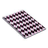 Diamond Shape Argyle Print Black and Pink Notizblock (Rechte Seite)