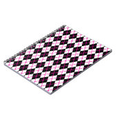 Diamond Shape Argyle Print Black and Pink Notizblock (Linke Seite)