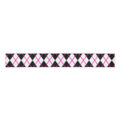 Diamond Shape Argyle Print Black Pink Ribbon Ripsband (Vorderseite)