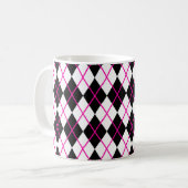 Diamond Shape Argyle Print Cup Mug Black Pink Kaffeetasse (Vorderseite Links)