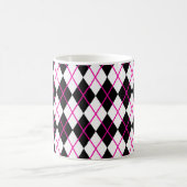 Diamond Shape Argyle Print Cup Mug Black Pink Kaffeetasse (Mittel)