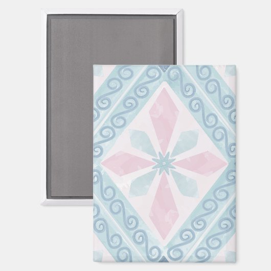 diamond shaped blue pattern magnet (Vorderseite/Rückseite)