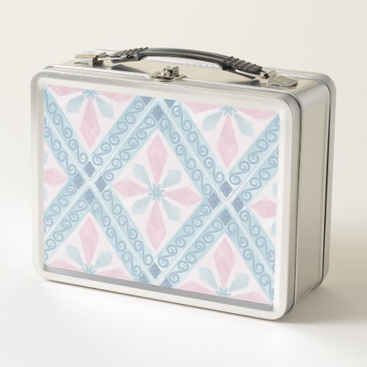 diamond shaped blue pattern metall brotdose (Vorderseite)