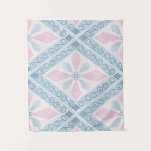 diamond shaped blue pattern wandteppich (Vorderseite)