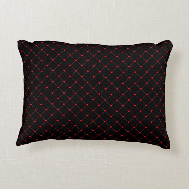 Diamond Shaped Red Heart & Line Art Dekokissen (Rückseite)