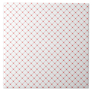 Diamond Shaped Red Heart & Line Art Fliese
