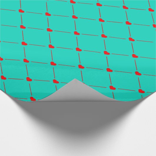 Diamond Shaped Red Heart & Line Art Geschenkpapier (Ecke)