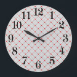 Diamond Shaped Red Heart & Line Art Große Wanduhr<br><div class="desc">Dieses Design zeichnet sich durch helle rote Herzen fast durch diagonale rote Linien verbunden, die eine Diamantform, oder ein Quadrat gedreht 45 Grad. Ein einfaches Muster und ein Thema, das nicht die Romantik vom höchsten Berg anschreit, perfekt als Geschenk an Freunde und Familie sowie am Arbeitsplatz akzeptabel. Sie können den...</div>