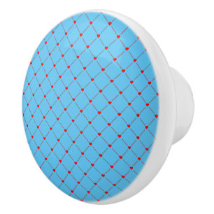 Diamond Shaped Red Heart & Line Art Keramikknauf