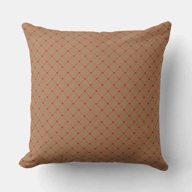 Diamond Shaped Red Heart & Line Art Kissen (Vorderseite)
